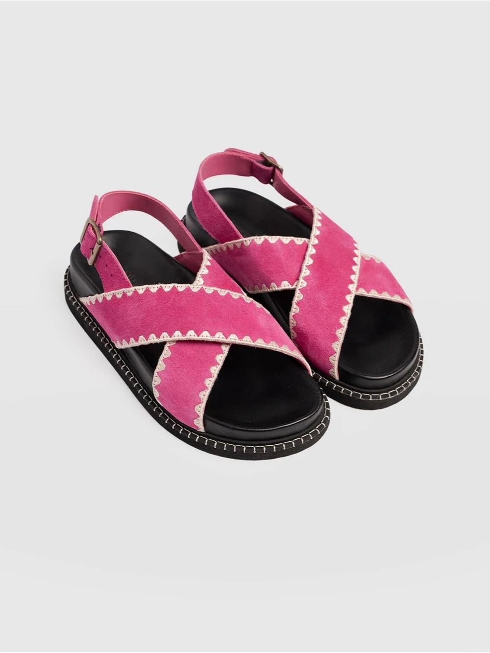 Pink Suede Crisscross Slingback Sandals Bonnie Crossover